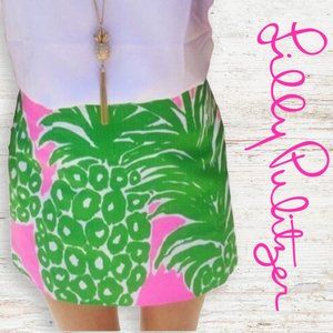 Lilly Pulitzer Tate Classic Mini Skirt Pink and Green Pineapple
